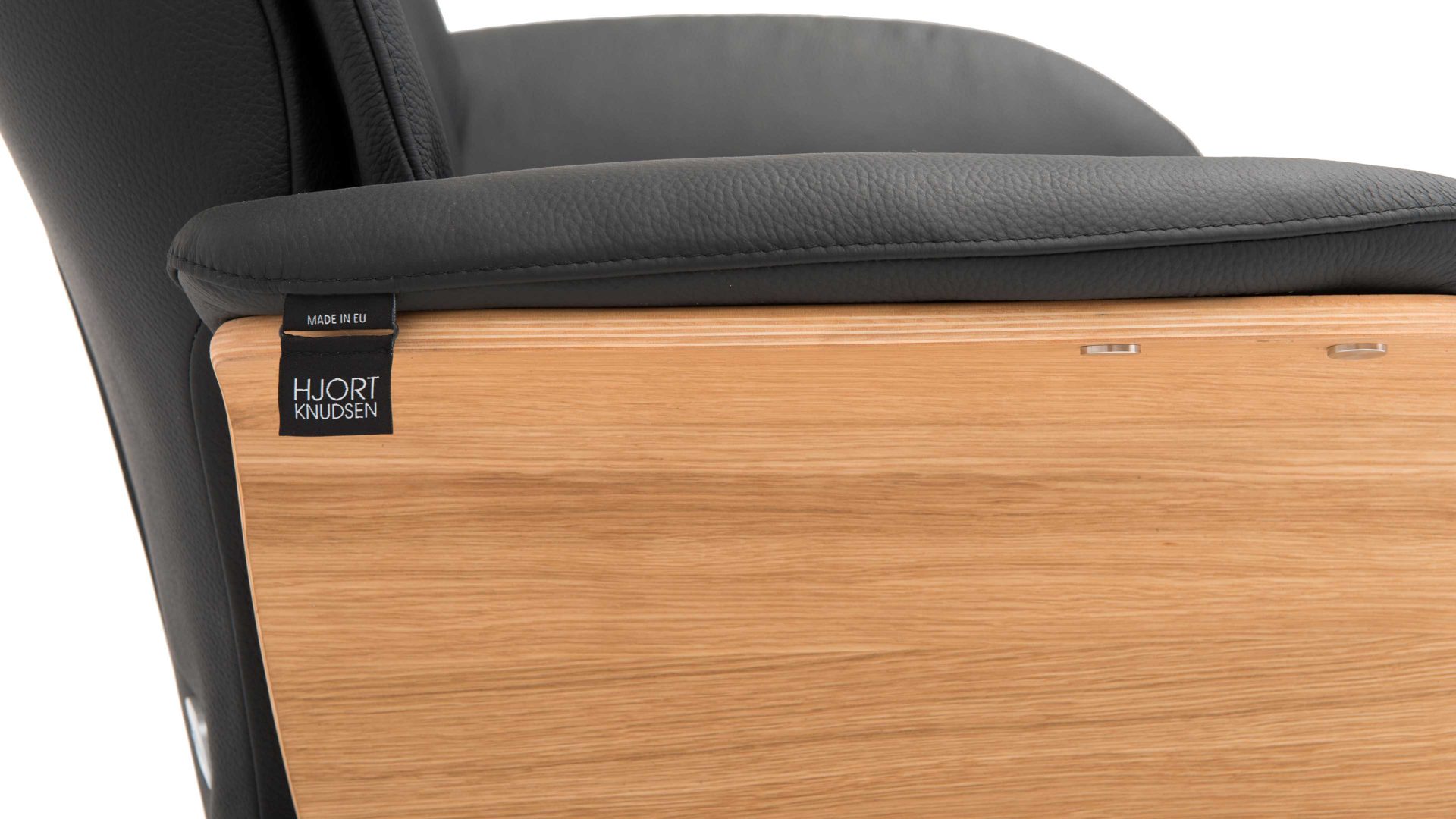 Relaxsessel Hjort knudsen aus Leder in Schwarz Relax-Drehsessel bzw. Ledersessel schwarzes Leder Soledo Split 441 & geölter Eichenholzfuß