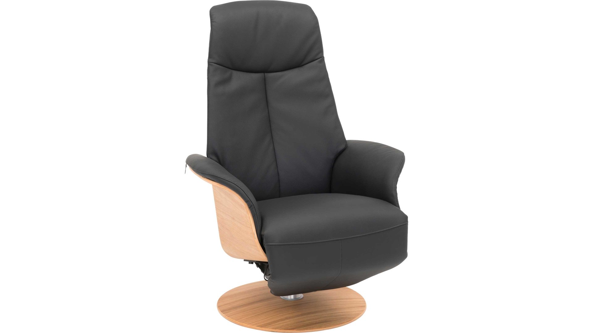 Relaxsessel Hjort knudsen aus Leder in Schwarz Relax-Drehsessel bzw. Ledersessel schwarzes Leder Soledo Split 441 & geölter Eichenholzfuß