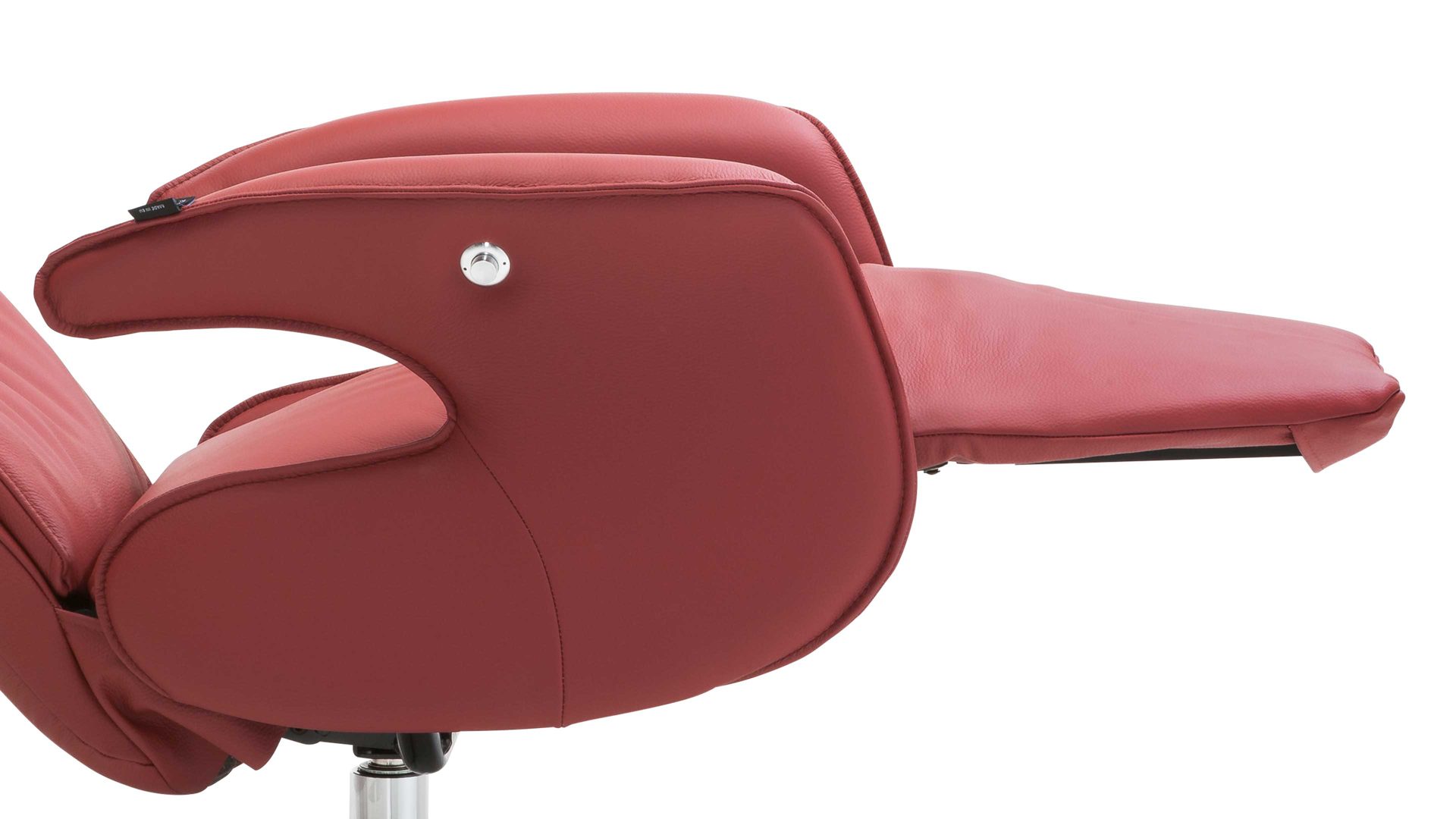 Relaxsessel Hjort knudsen aus Leder in Rot Relaxsessel bzw. Drehsessel - Polstermöbel rotes Leder Soleda Split 444 & Edelstahl-Sternfuß