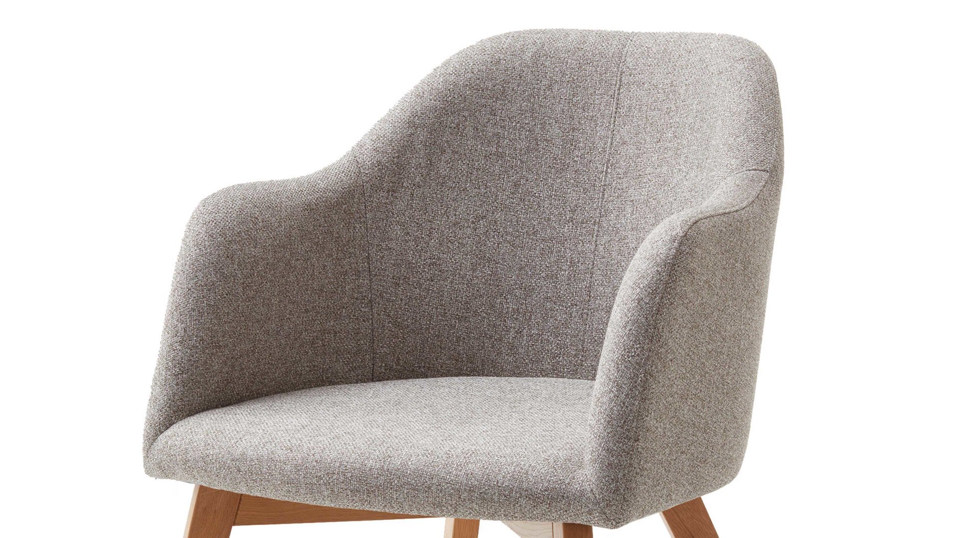 Polsterstuhl Standard furniture factory aus Stoff in Beige Armlehnstuhl Charly schlammfarbener Webstoff Nexus 9013 & Eichenholzfüße