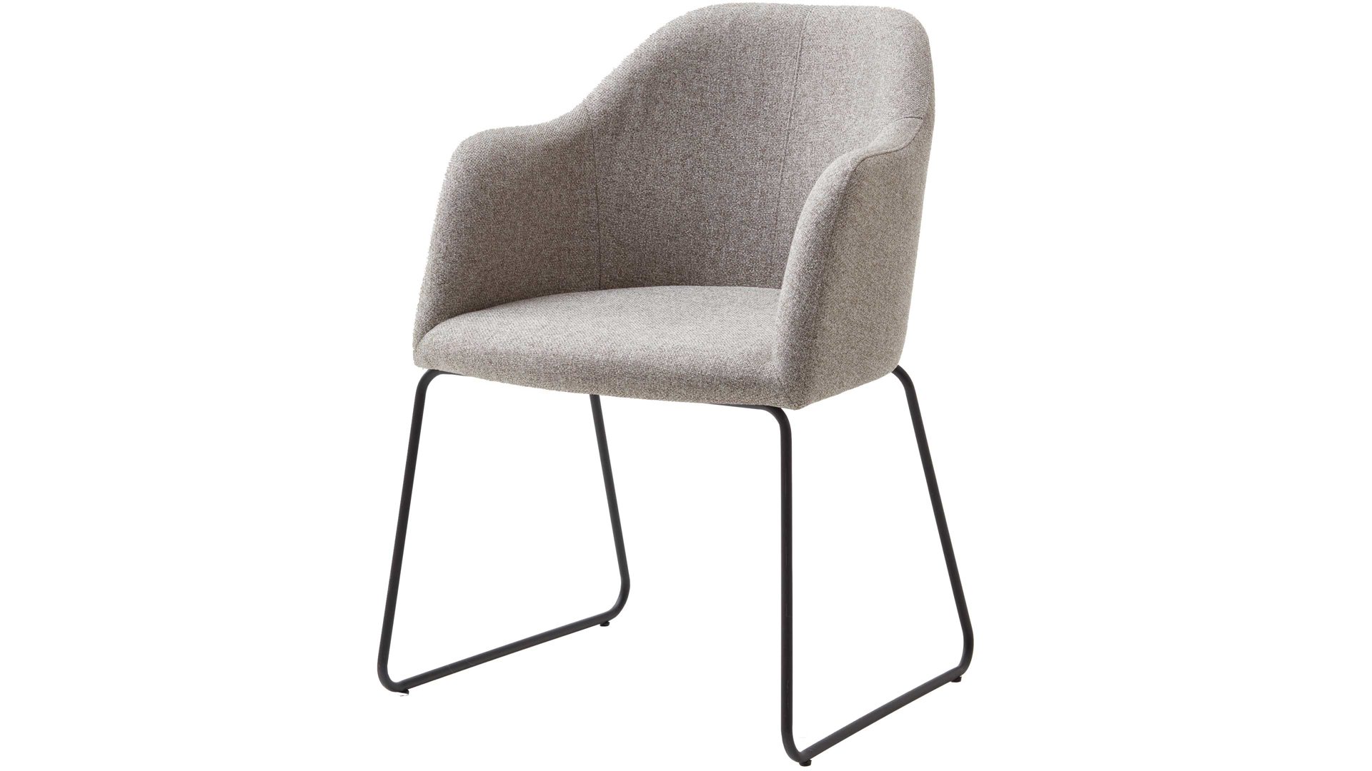 Polsterstuhl Standard furniture factory aus Stoff in Beige Armlehnstuhl Charly schlammfarbener Webstoff Nexus 9013 & schwarzes Kufengestell