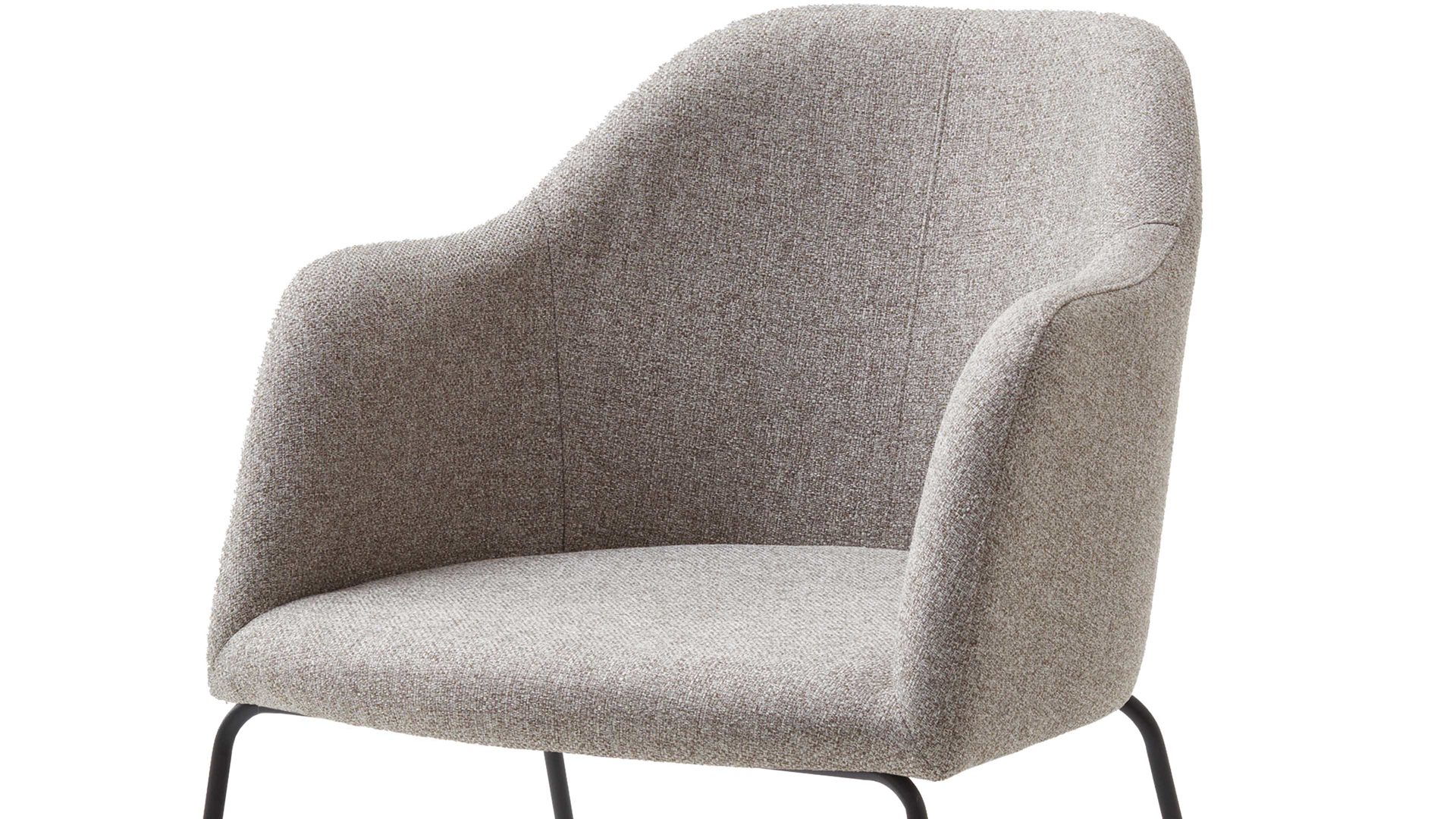 Polsterstuhl Standard furniture factory aus Stoff in Beige Armlehnstuhl Charly schlammfarbener Webstoff Nexus 9013 & schwarzes Kufengestell