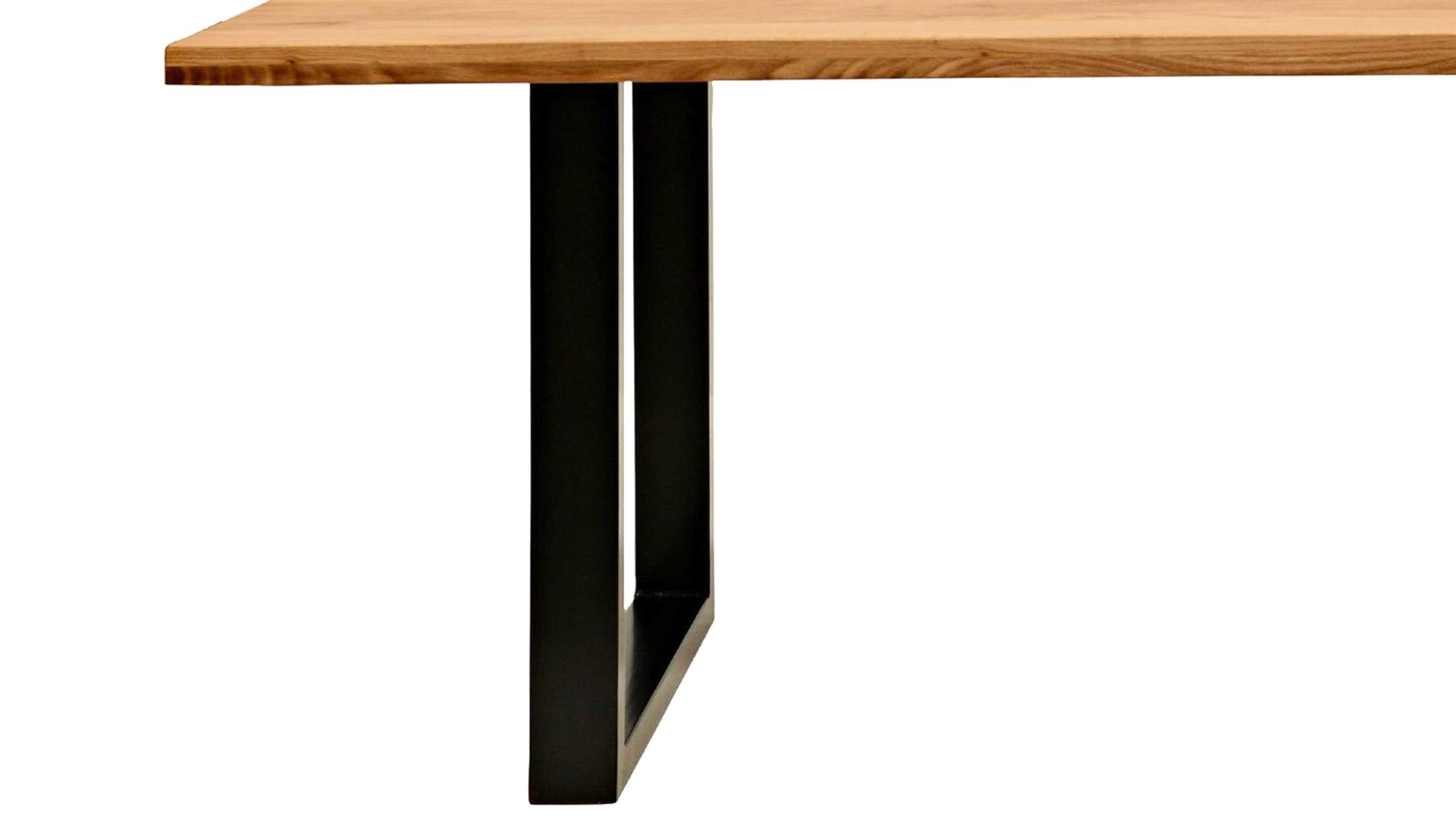 Esstisch Standard furniture factory aus Holz in Holzfarben Esstisch Quebec Eiche rustik & mattschwarzes Metall – ca. 200 x 100 cm