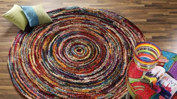 Hochflorteppich Oci aus Kunstfaser in Mehrfarbig Runder Hochflorteppich Sixteen Round multicolorfarbene Kunstfaser – Durchmesser ca. 200 cm
