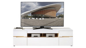 Wohnwand Innostyle aus Holz in Weiß Wohnzimmer Serie Memphis - Wohnwand Weiß & Artisan Eiche - dreiteilig