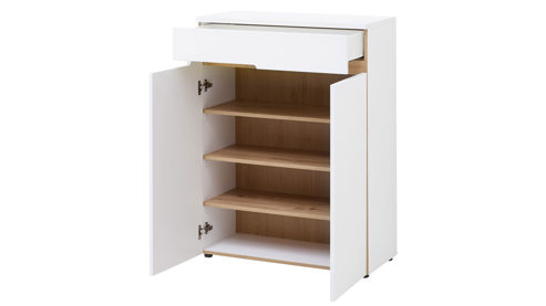 Schuhschrank Innostyle aus Holz in Weiß Garderoben Serie Memphis - Schuhschrank Weiß & Artisan Eiche - ca. 80 x 107 cm
