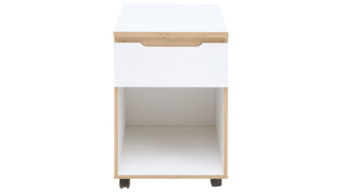 Rollcontainer Innostyle aus Holz in Weiß Büro Serie Memphis - Rollcontainer Weiß & Artisan Eiche - ca. 45 x 66 cm