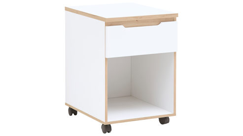 Rollcontainer Innostyle aus Holz in Weiß Büro Serie Memphis - Rollcontainer Weiß & Artisan Eiche - ca. 45 x 66 cm