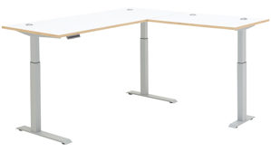 Eckschreibtisch Innostyle aus Holz in Weiß Büro Serie Memphis - Winkelschreibtisch Weiß & Artisan Eiche - höhenverstellbar, ca. 185 x 177 cm