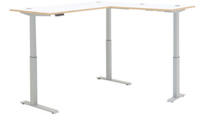 Eckschreibtisch Innostyle aus Holz in Weiß Büro Serie Memphis - Winkelschreibtisch Weiß & Artisan Eiche - höhenverstellbar, ca. 185 x 177 cm