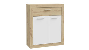 Kommode Forte® aus Holz in Weiß Garderobenprogramm Baccio - Kommode-Set Weiß & Artisan Eiche – ca. 83 x 98 cm