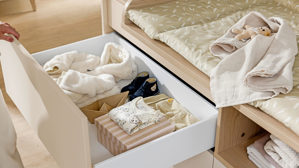 Kombikommode Paidi aus Holz in Beige PAIDI Babyzimmer Mila & Ben – Kombikommode Cashmere-Beige & Scandinavian Wood - eine Tür, zwei Schubladen, Breite  ca. 129 cm