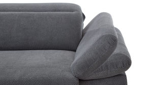 Ecksofa KAWOO aus Stoff in Grau KAWOO Polsterprogramm Exit - Funktions-Ecksofa grauer Velourbezug Onega 07 - Stellfläche ca. 198 x 314 cm