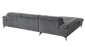 Ecksofa KAWOO aus Stoff in Grau KAWOO Polsterprogramm Exit - Funktions-Ecksofa grauer Velourbezug Onega 07 - Stellfläche ca. 198 x 314 cm