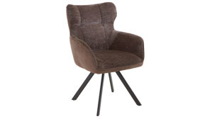 Vierfußstuhl Habufa® aus Stoff in Braun HABUFA® Polsterstuhl Joah mit Drehfunktion lava-leberfarbener Bezug & graphitfarbenes Metall