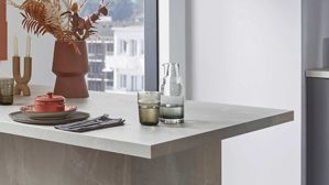 Einbauküche Nobilia® aus Holz in Grau nobilia® Einbauküche Senso mit Elektrogeräten, z. B.  Kühlschrank Schiefergrau - zweiteilig