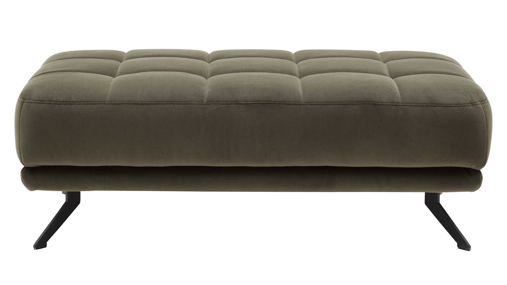 Polsterhocker Interliving aus Stoff in Dunkelgrün Interliving Sofa Serie 4303 – XXL-Hocker olivfarbene Wirkware Salsa - ca. 126 x 76 cm