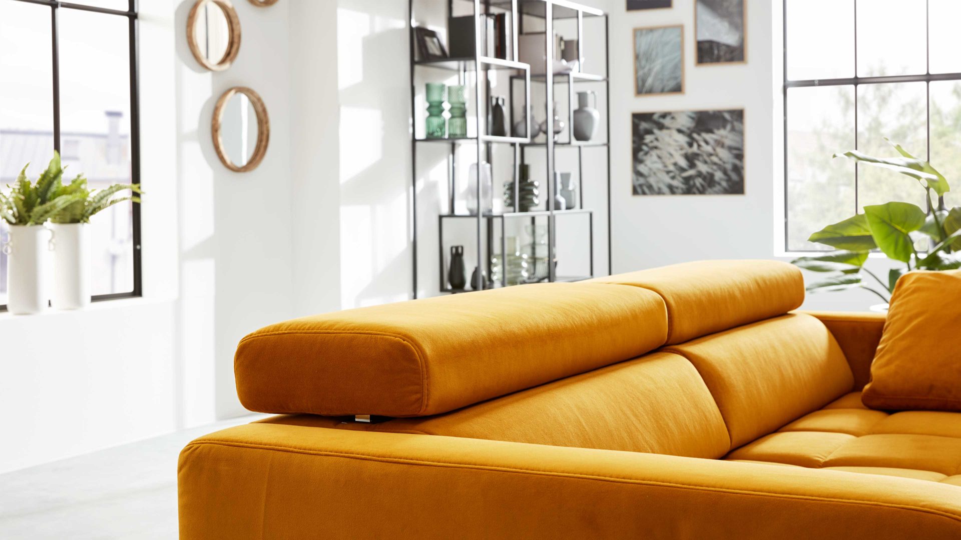 2,5-Sitzer Interliving aus Stoff in Orange Interliving Sofa Serie 4303 – 2,5-Sitzer curryfarbene Wirkware Salsa - Länge ca. 182 cm