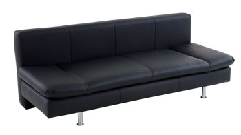Schlafsofa comfortmaster besser sitzen, liegen, leben aus Leder in Schwarz Comfortmaster Schlafsofa Mia schwarzes Leder 10-1014 & verchromte Metallfüße - Breite ca. 200 cm
