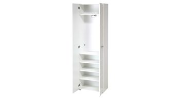 Garderobenschrank Germania aus Holz in Weiß Garderobenschrank Adana als Dielenmöbel weiße Hochglanzfronten & Kunststoffoberflächen - zwei Türen