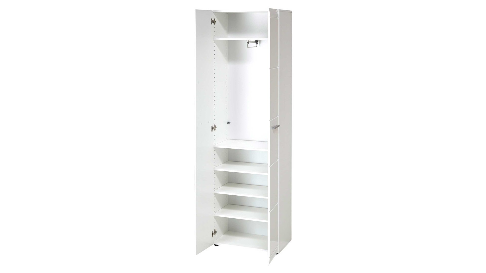 Garderobenschrank Germania i.i. aus Holz in Weiß Garderobenschrank Adana als Dielenmöbel weiße Hochglanzfronten & Kunststoffoberflächen - zwei Türen