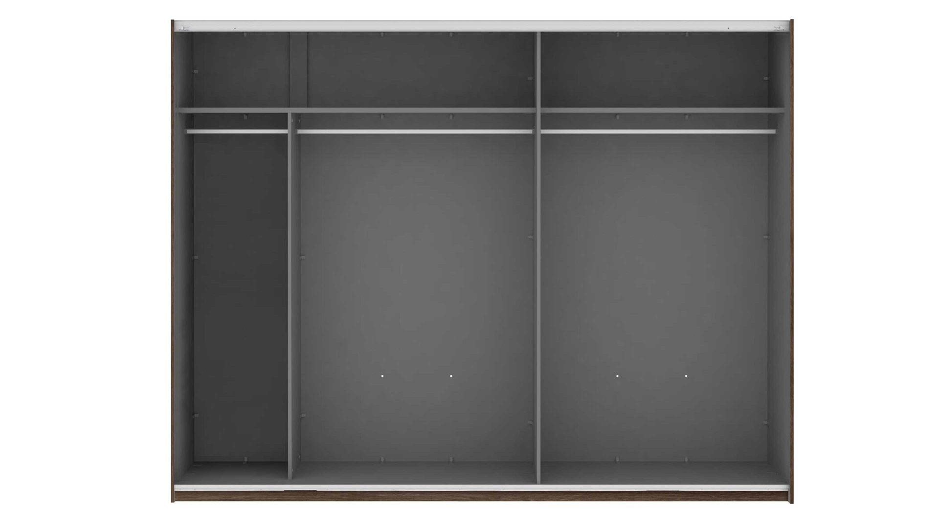 Kleiderschrank Forte® aus Holz in Holzfarben Schwebetürenschrank Bellevue Schwarzeiche & Schlamm – Breite ca. 270 cm, zwei Türen