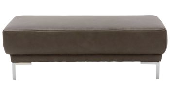 Polsterhocker Interliving aus Leder in Dunkelgrau Interliving Sofa Serie 4251 – XXL-Hocker dunkelgraues Leder Vintage grey & Metallfüße – ca. 125 x 65 cm