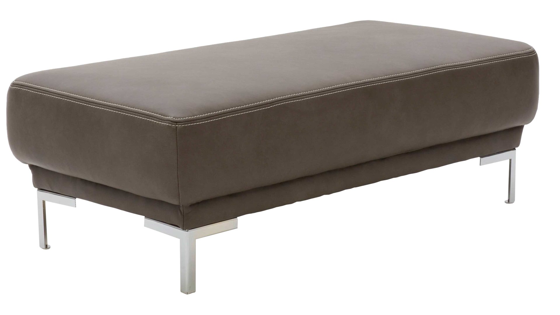 Polsterhocker Interliving aus Leder in Dunkelgrau Interliving Sofa Serie 4251 – XXL-Hocker dunkelgraues Leder Vintage grey & Metallfüße – ca. 125 x 65 cm
