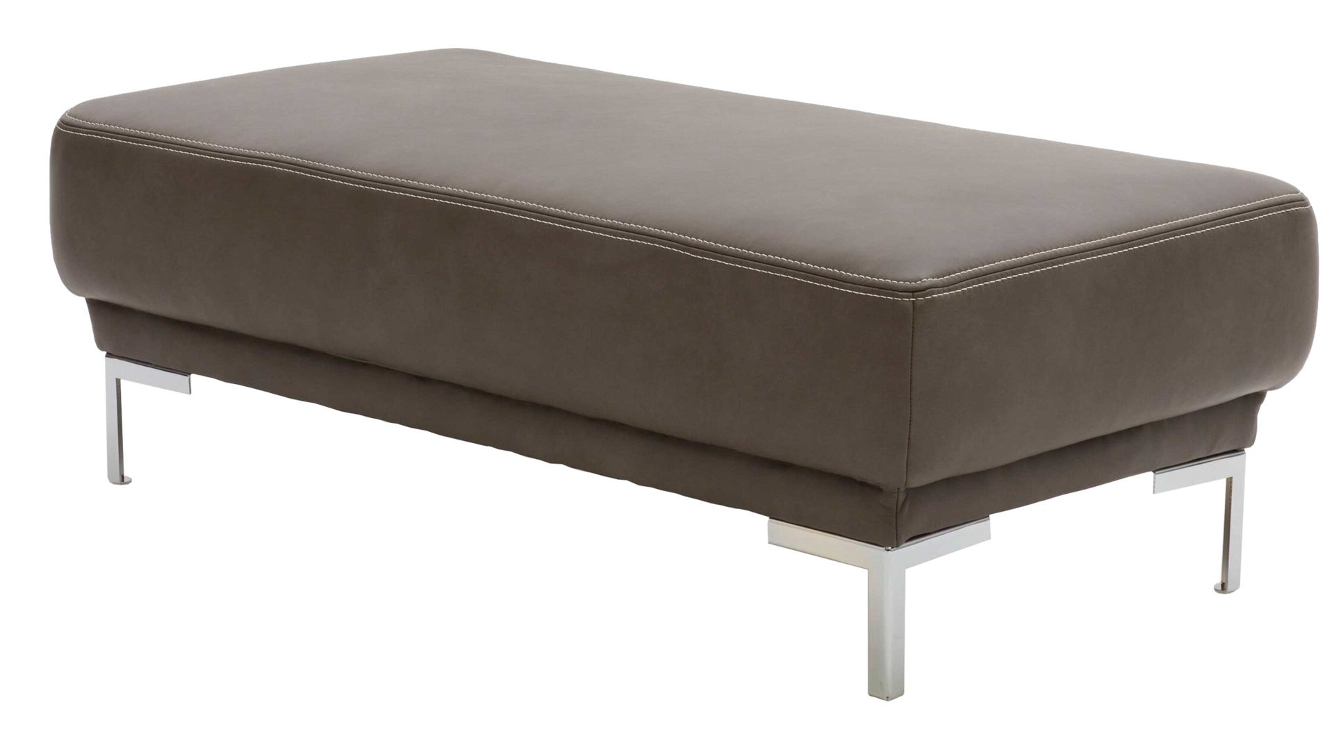 Polsterhocker Interliving aus Leder in Dunkelgrau Interliving Sofa Serie 4251 – XXL-Hocker dunkelgraues Leder Vintage grey & Metallfüße – ca. 125 x 65 cm