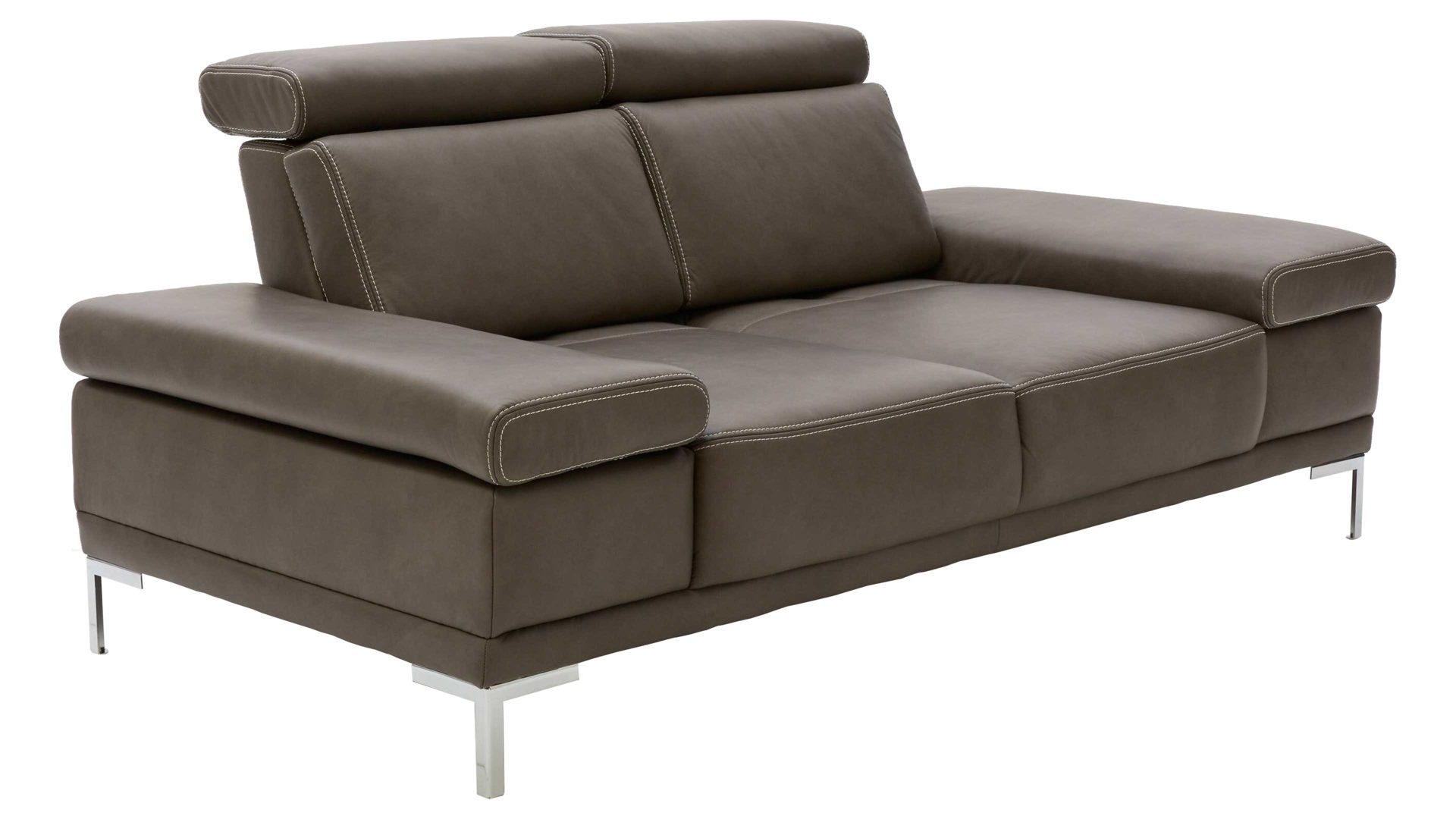 Zweisitzer Interliving aus Leder in Dunkelgrau Interliving Sofa Serie 4251 – Zweisitzer mit Sitztiefenverstellung Breite ca. 190 cm - dunkelgraues Leder Vintage grey & Metallfüße