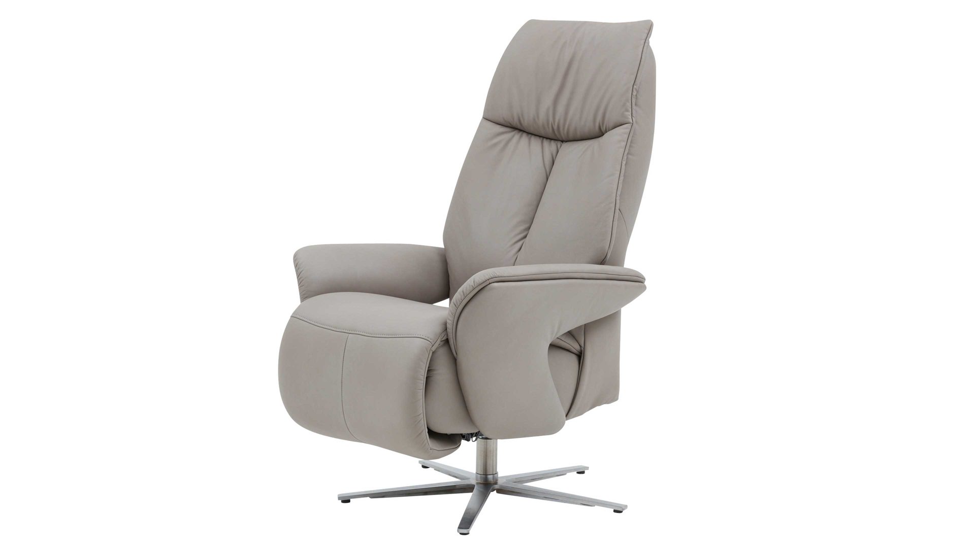 Relaxsessel Interliving aus Leder in Grau Interliving Sessel Serie 4552 – Sessel 58U44 stahlfarbenes LongLife-Leder & edelstahlfarbener Sternfuß – zwei Motoren