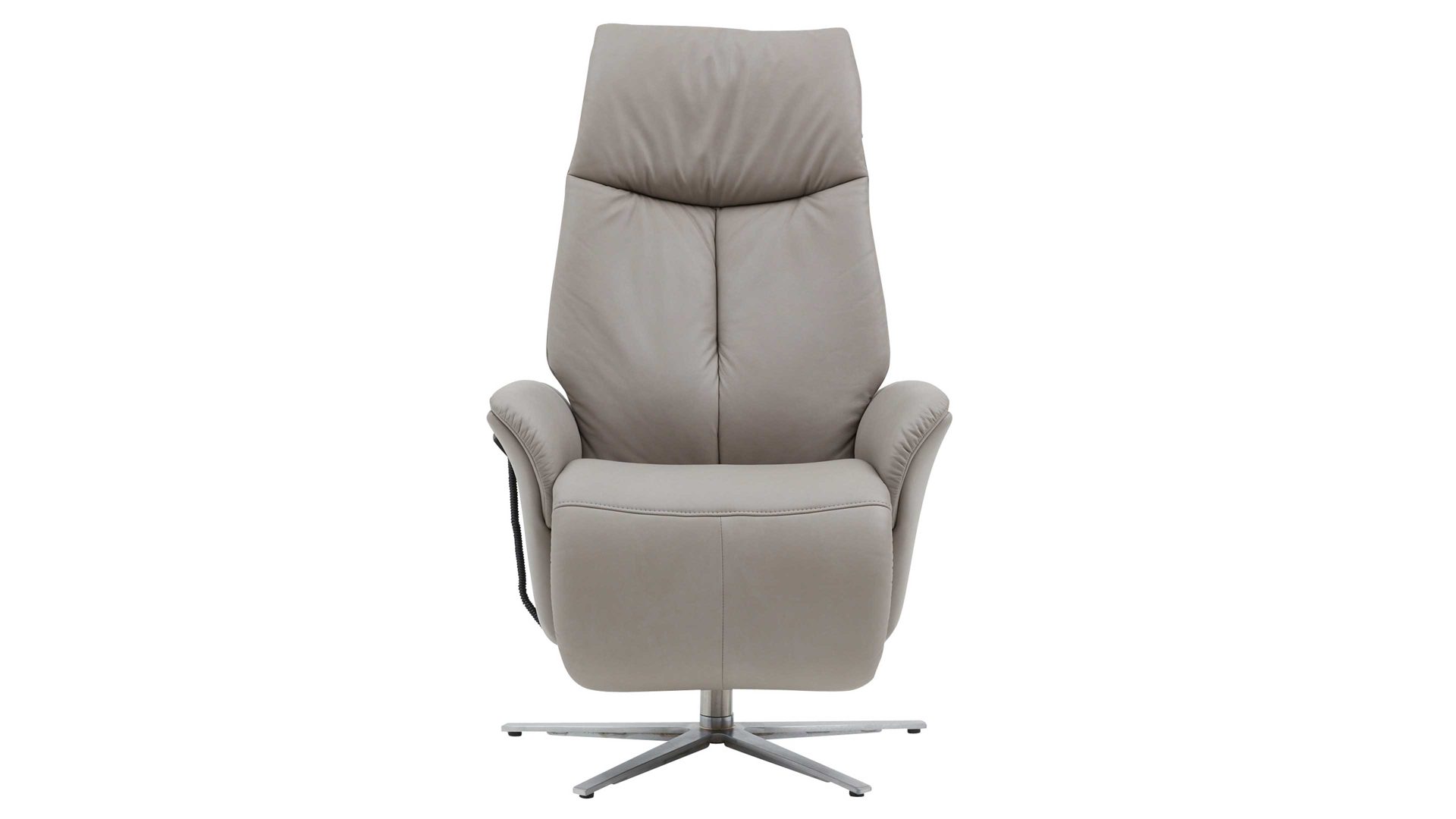 Relaxsessel Interliving aus Leder in Grau Interliving Sessel Serie 4552 – Sessel 58U44 stahlfarbenes LongLife-Leder & edelstahlfarbener Sternfuß – zwei Motoren