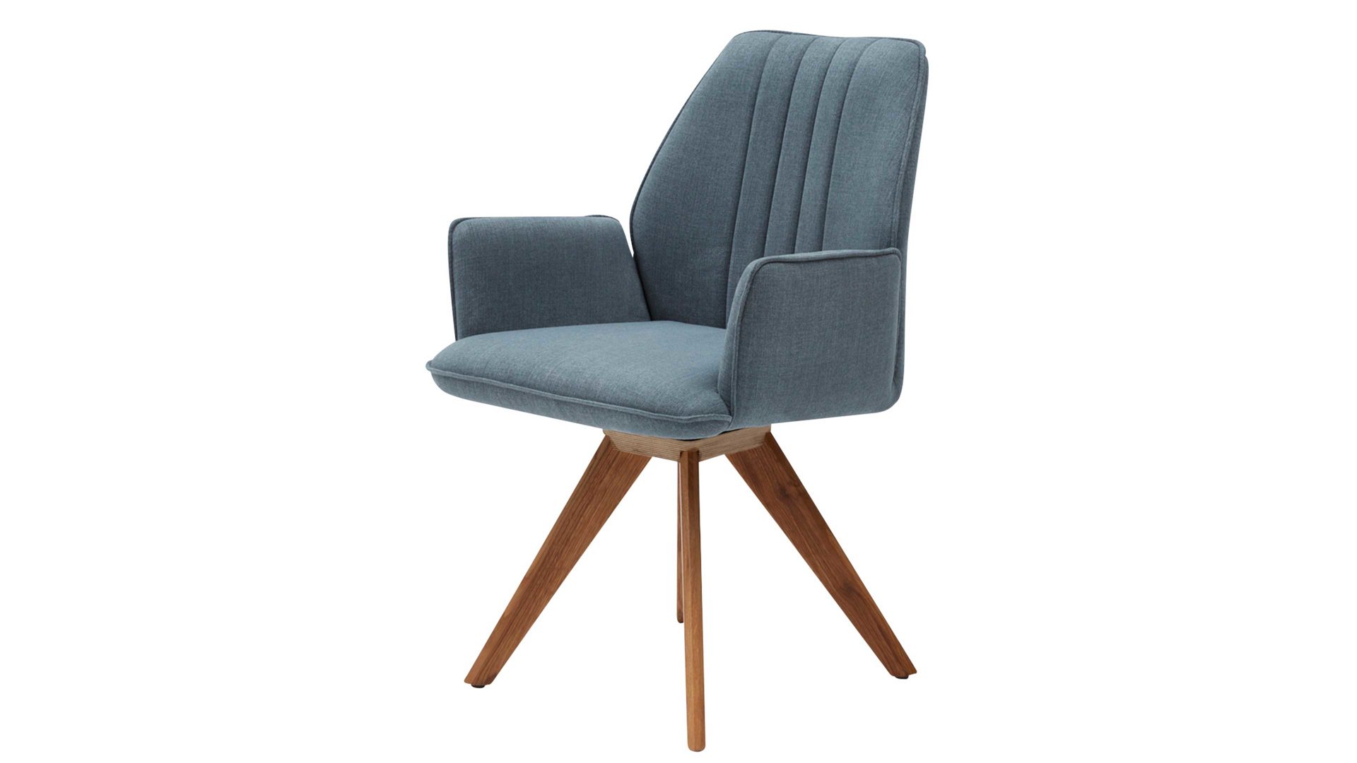 Polsterstuhl Interliving aus Stoff in Blau Interliving Esszimmer Serie 5102 – Armlehn-Polsterstuhl mit Drehfunktion aquafarbener Bezug Tirol 484 & Wildeiche, Drehfunktion