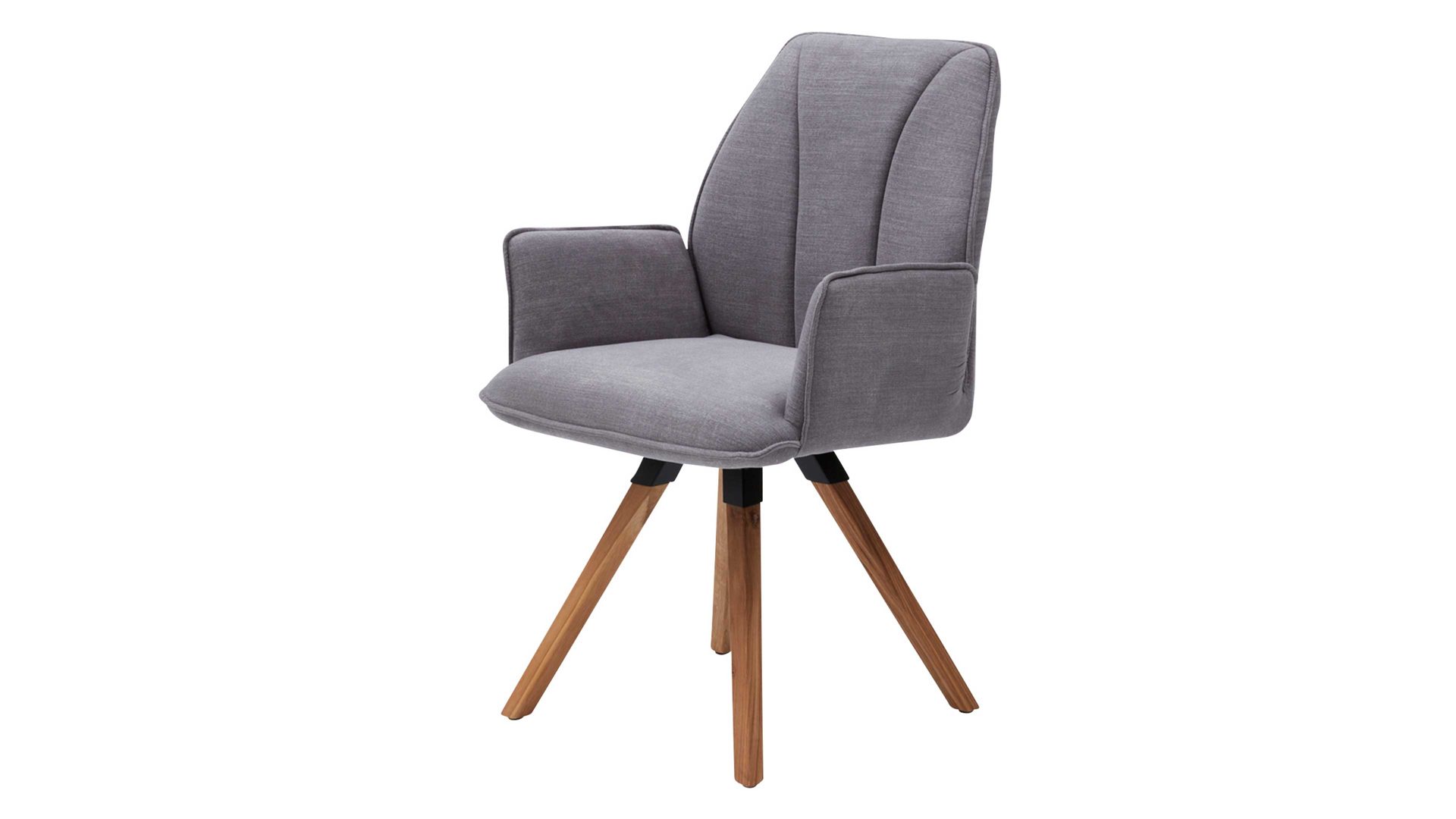 Polsterstuhl Interliving aus Stoff in Grau Interliving Esszimmer Serie 5102 – Armlehn-Polsterstuhl V232 kieselfarbener Webstoff Tirol 489 & Eiche