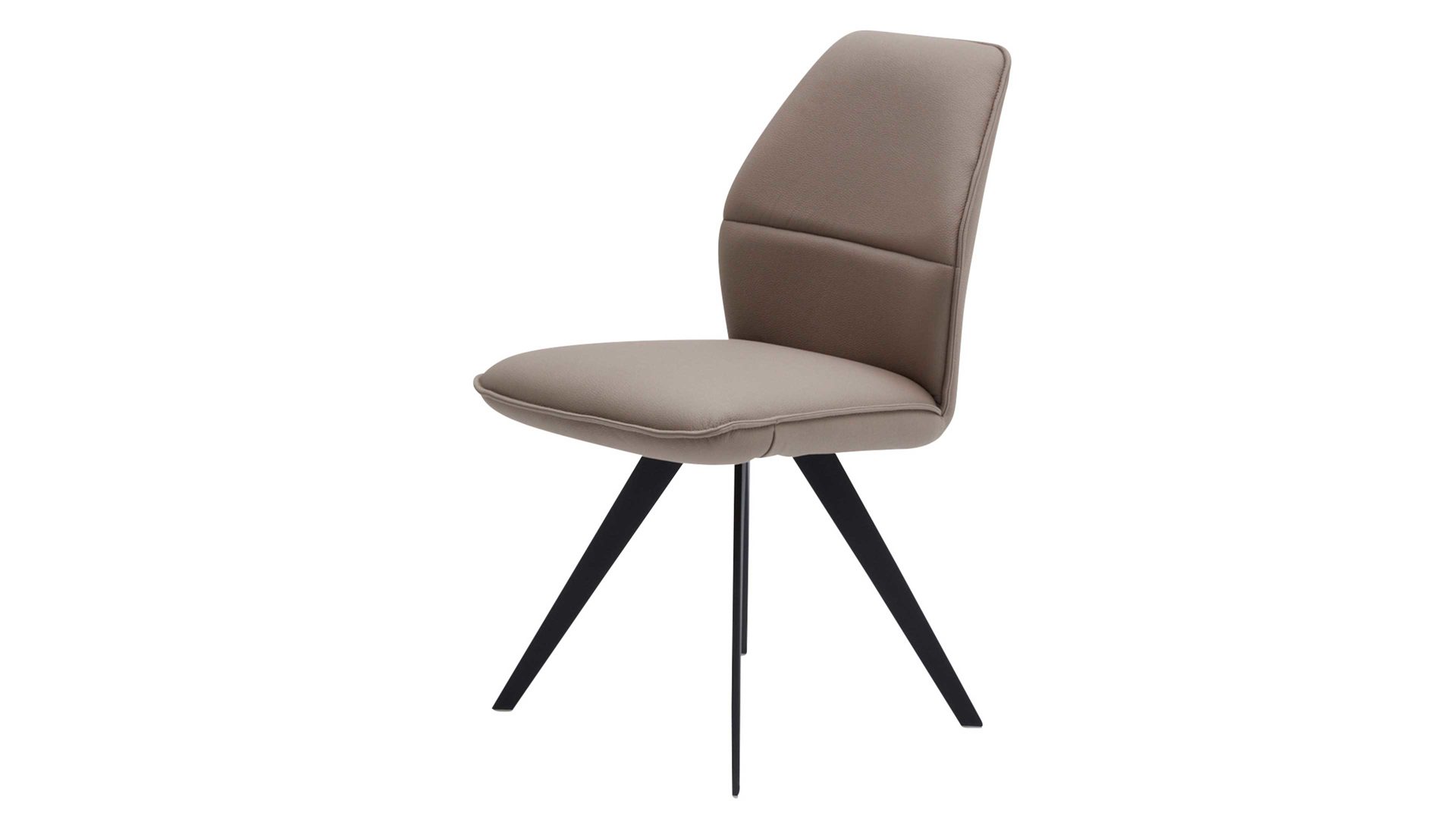 Polsterstuhl Interliving aus Stoff in Beige Interliving Esszimmer Serie 5102 – Polsterstuhl U331 mit Drehfunktion sandfarbene Mikrofaser Atlantis 914 & schwarzes Eisen