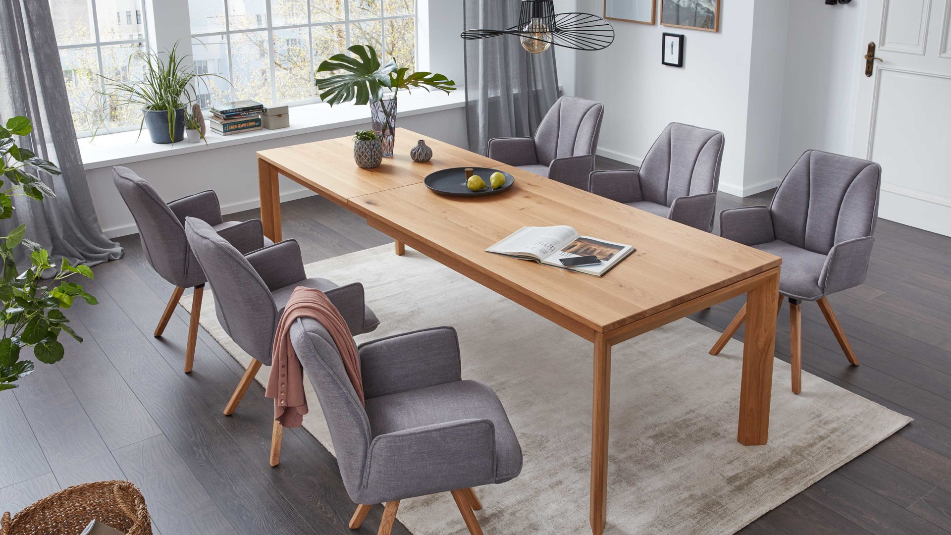 Auszugtisch Interliving aus Holz in Holzfarben Interliving Esszimmer Serie 5102 – Auszugtisch V203 Charakter-Eiche – ca. 160-260 x 90 cm