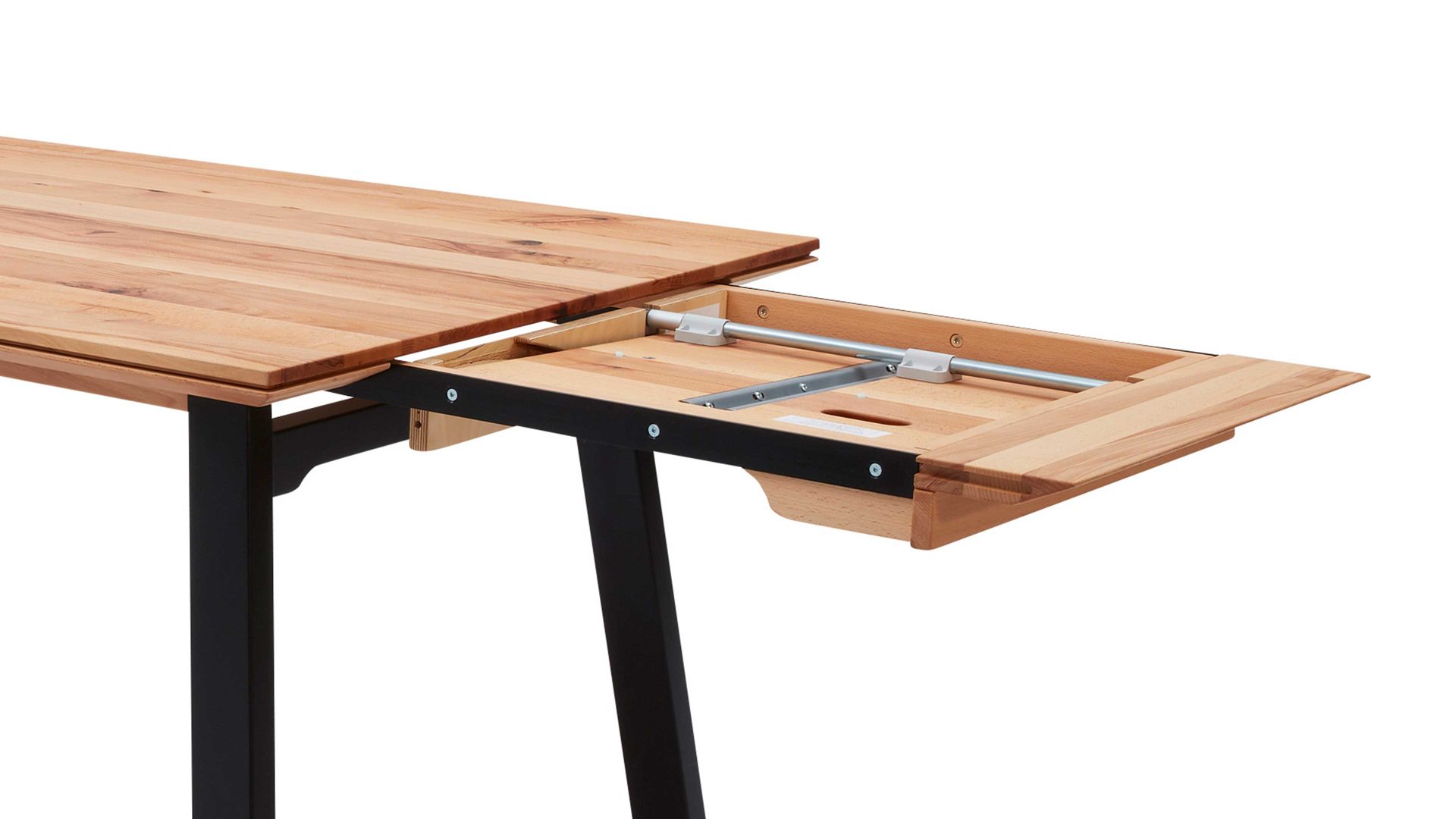 Auszugtisch Interliving aus Holz in Holzfarben Interliving Esszimmer Serie 5102 – Auszugtisch V513 Charakter-Kernbuche & schwarzes Eisen – ca. 220-270 x 100 cm