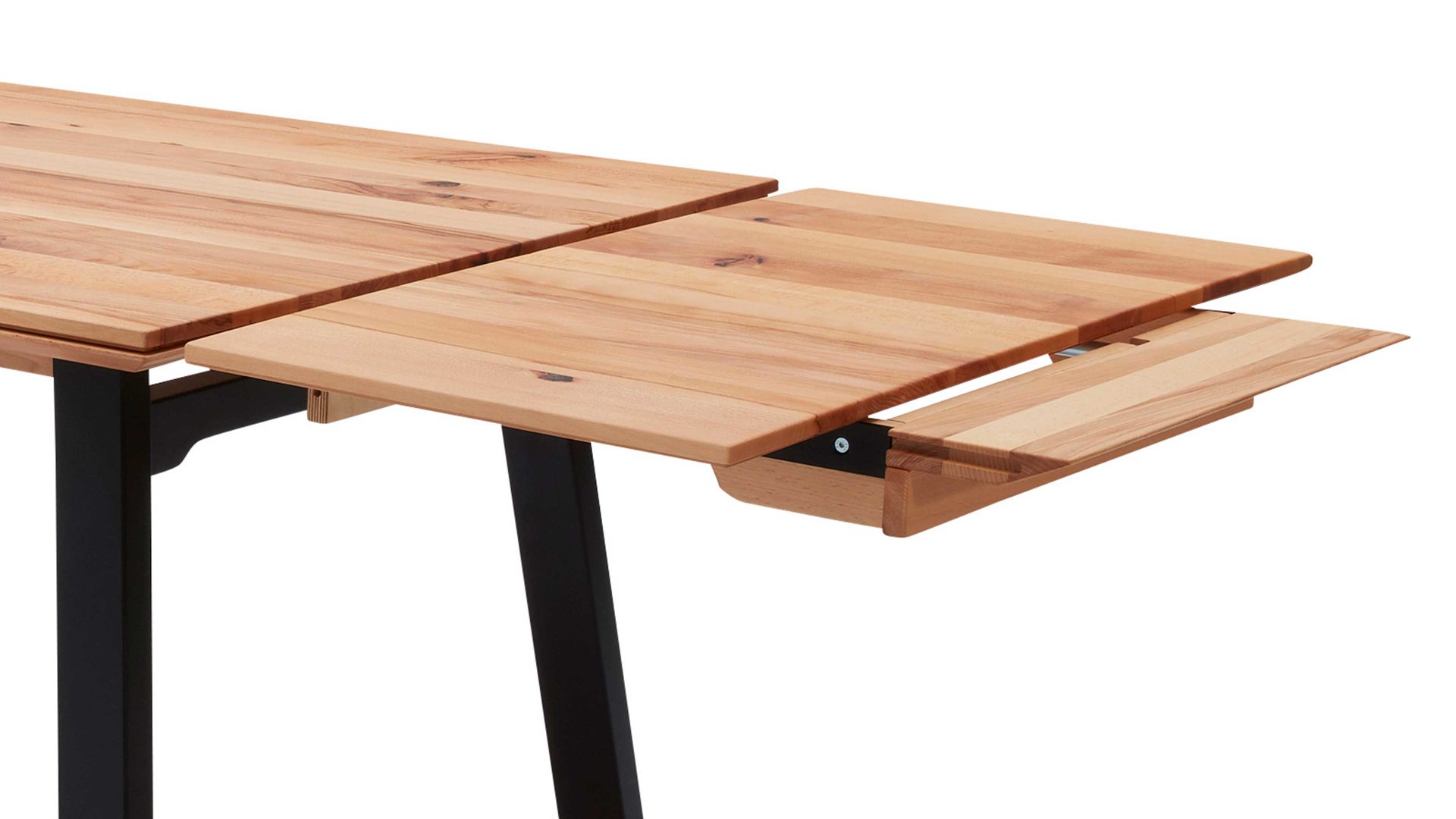 Auszugtisch Interliving aus Holz in Holzfarben Interliving Esszimmer Serie 5102 – Auszugtisch V513 Charakter-Kernbuche & schwarzes Eisen – ca. 220-270 x 100 cm
