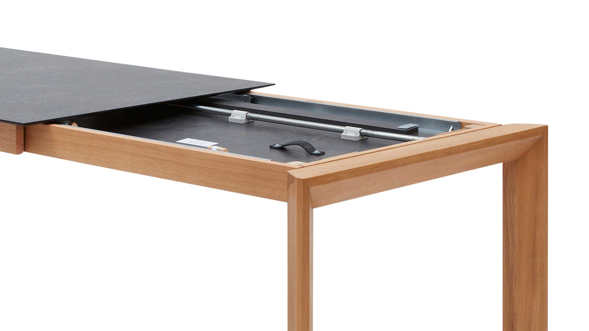 Auszugtisch Interliving aus Holz in Grau Interliving Esszimmer Serie 5102 – Auszugtisch V133 granitfarbenes HPL & Wildeiche – ca. 160-260 x 90 cm