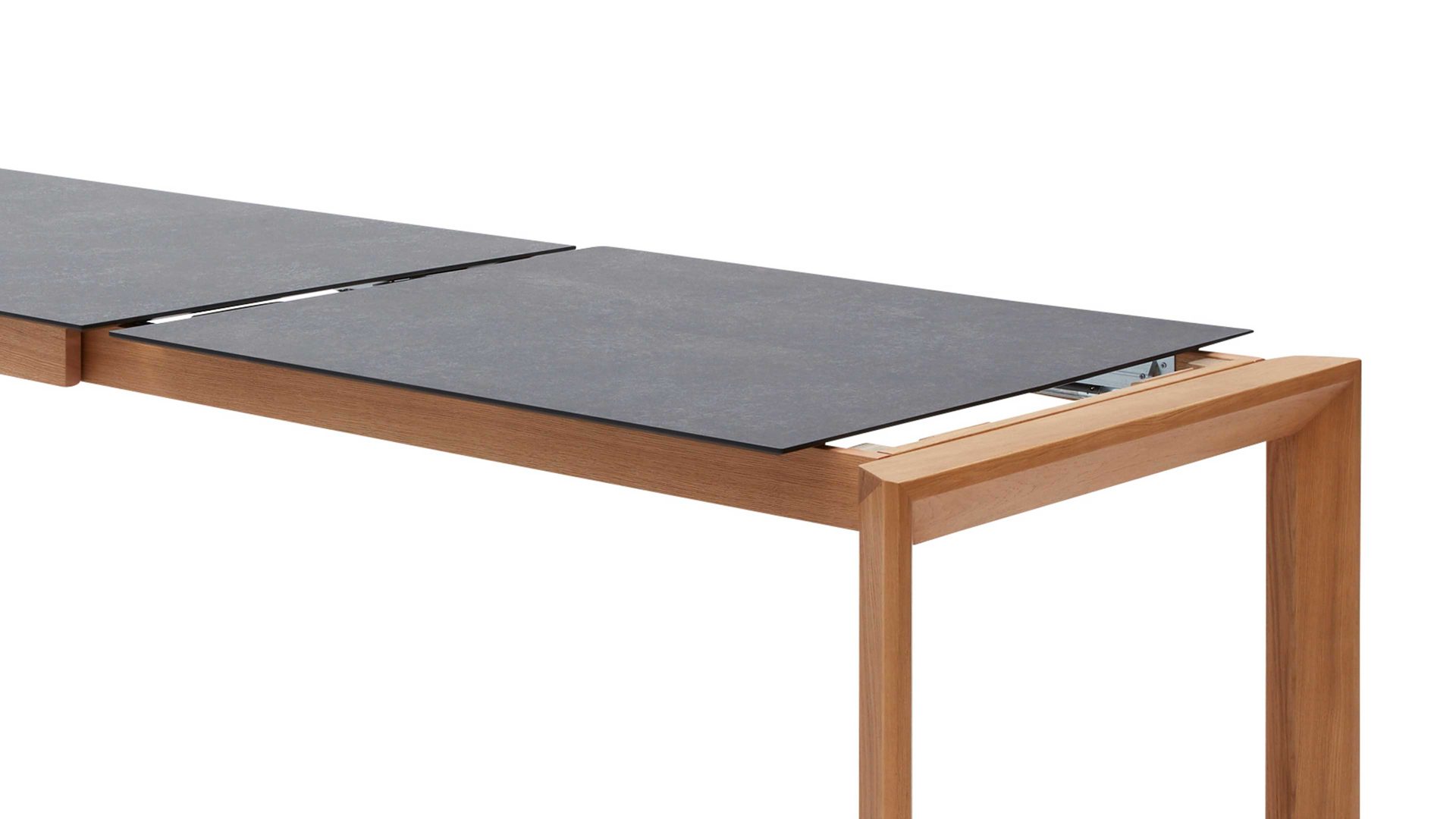 Auszugtisch Interliving aus Holz in Grau Interliving Esszimmer Serie 5102 – Auszugtisch V133 granitfarbenes HPL & Wildeiche – ca. 200-300 x 90 cm
