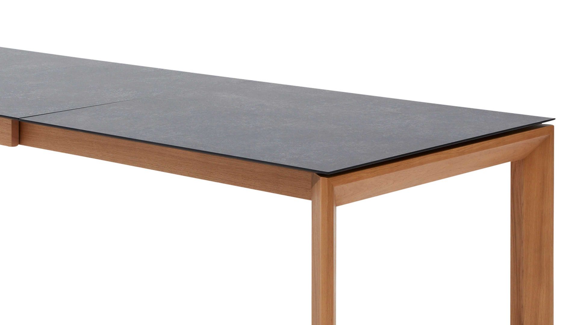 Auszugtisch Interliving aus Holz in Grau Interliving Esszimmer Serie 5102 – Auszugtisch granitfarbenes HPL & Wildeiche – ca. 200-300 x 90 cm