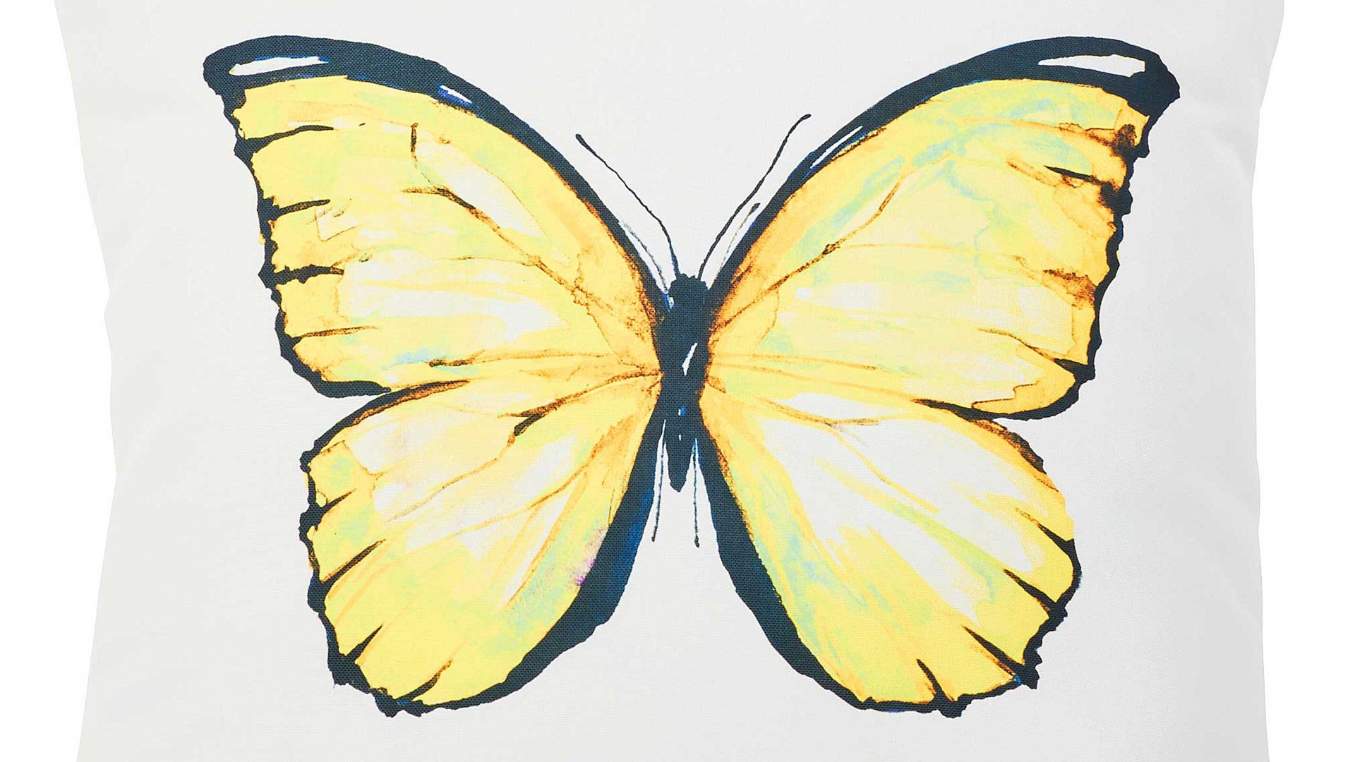 Einzelkissen Done.® aus Kunstfaser in Gelb done.® Kissen Cushion Outside Butterfly Dessin Schmetterling– ca. 65 x 65 cm