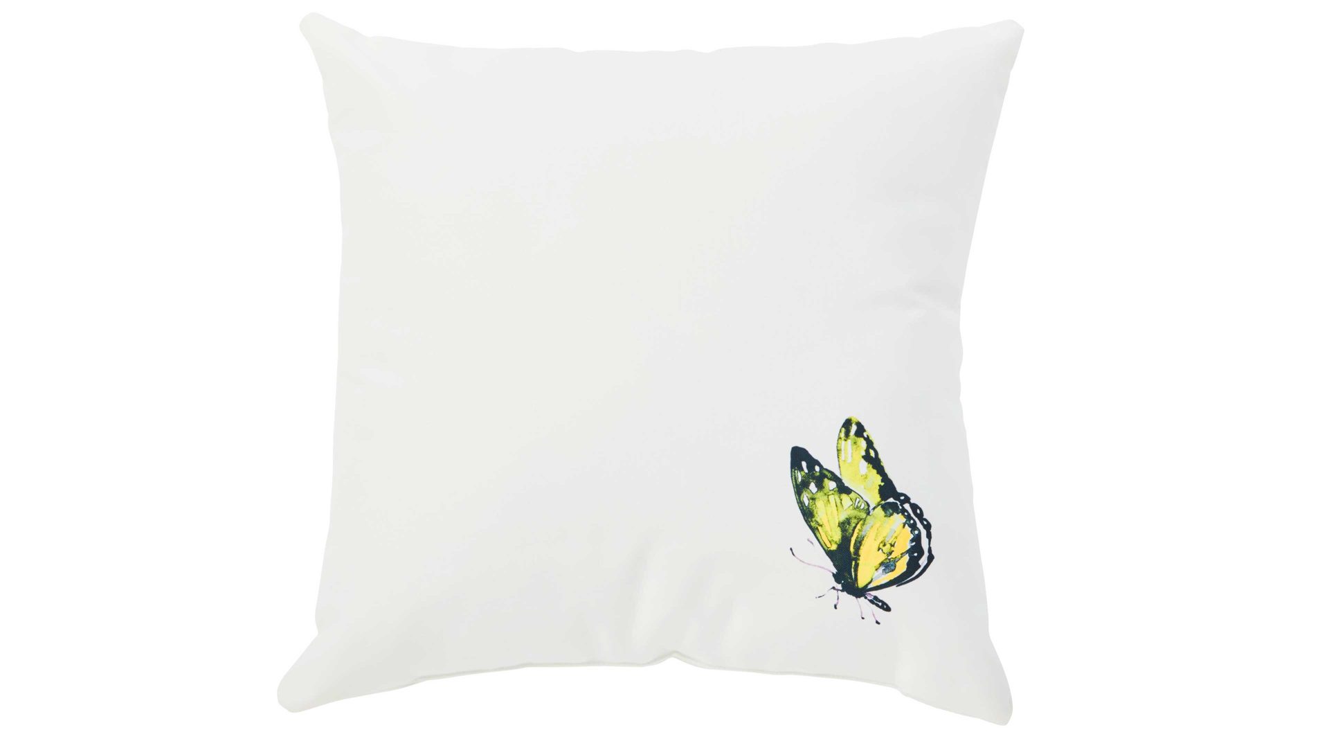 Einzelkissen Done.® aus Kunstfaser in Gelb done.® Kissen Cushion Outside Butterfly Dessin Schmetterling– ca. 65 x 65 cm