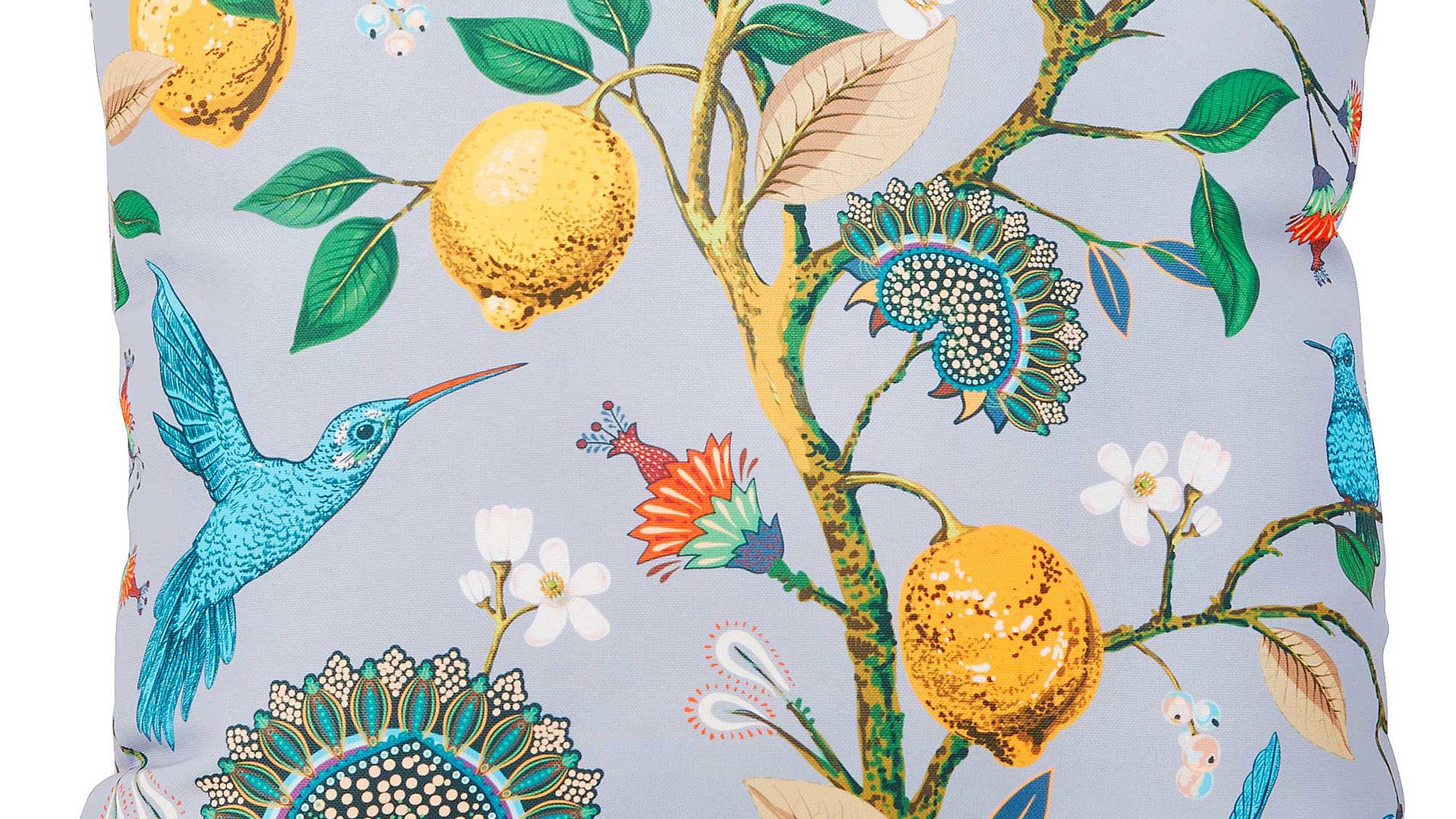 Einzelkissen Done.® aus Kunstfaser in Grau done.® Kissen Cushion Outside Lemon Tree Dessin Zitronenbaum – ca. 65 x 65 cm