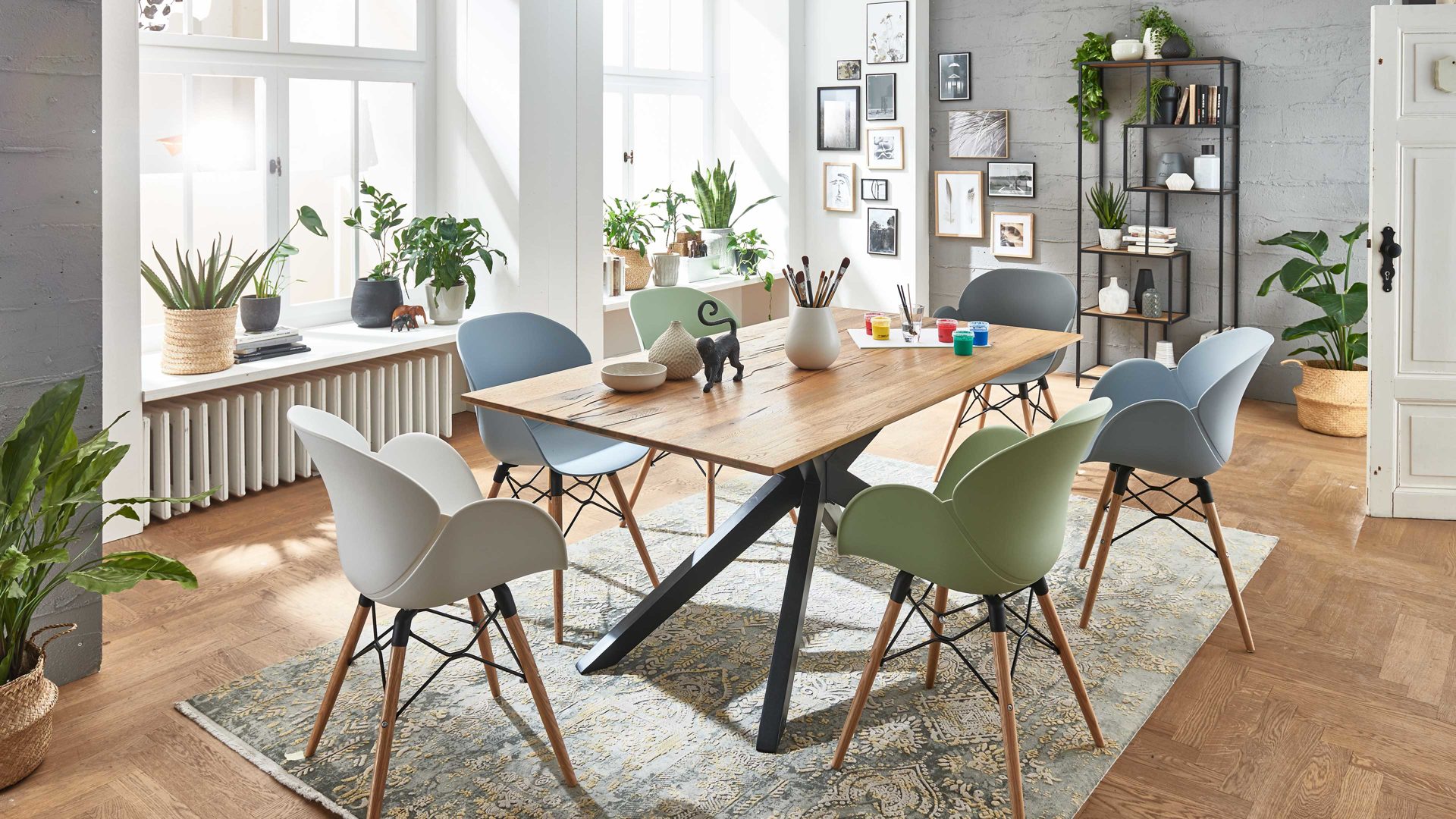 Esstisch Niehoff sitzmoebel aus Holz in Holzfarben NIEHOFF SITZMÖBEL Esstisch Windhoek Balkeneiche & Eisen - ca. 160 x 100 cm