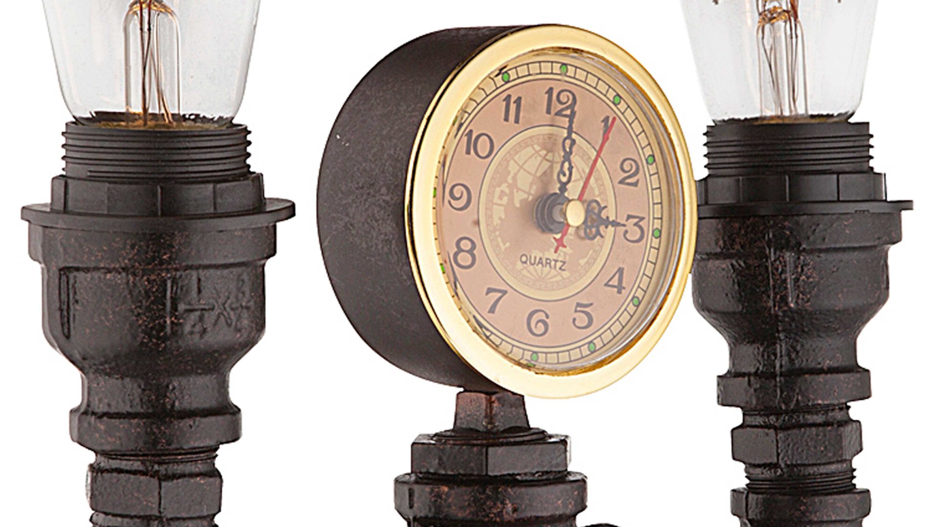 Wandleuchte Globo lighting aus Metall in Schwarz GLOBO Wandleuchte Bayuda in Gasuhr-Optik Schwarz & Gold – Höhe ca. 29 cm