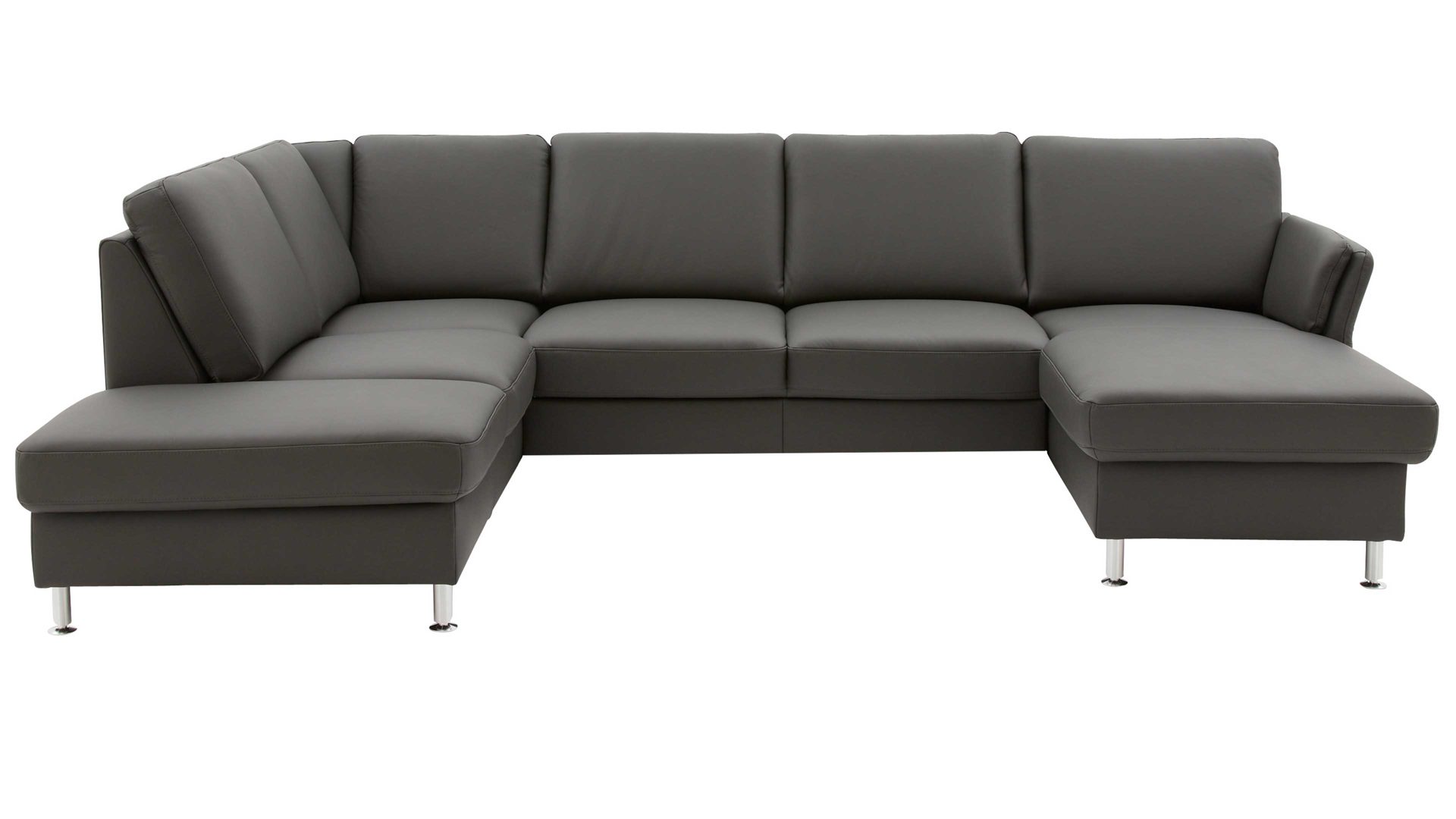 Ecksofa modulmaster aus Leder in Anthrazit Modulmaster MM-PN1080 - Wohnlandschaft anthrazitfarbenes Leder Torro & Metallfüße – Stellfläche ca. 200 x 305 cm