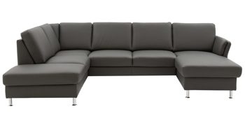 Ecksofa modulmaster aus Leder in Anthrazit Modulmaster MM-PN1080 - Wohnlandschaft anthrazitfarbenes Leder Torro & Metallfüße – Stellfläche ca. 200 x 305 cm