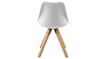 Vierfußstuhl Actona group aus Stoff in Weiß Stuhl im Retro-Look als perfekter Esszimmerstuhl Rubberwood & Weiß