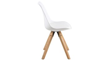 Vierfußstuhl Actona group aus Stoff in Weiß Stuhl im Retro-Look als perfekter Esszimmerstuhl Rubberwood & Weiß